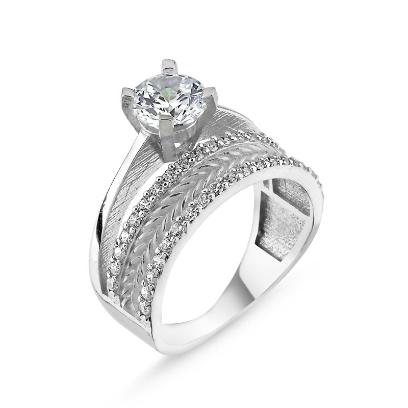 CZ Half Eternity & Solitaire Ring - R101337
