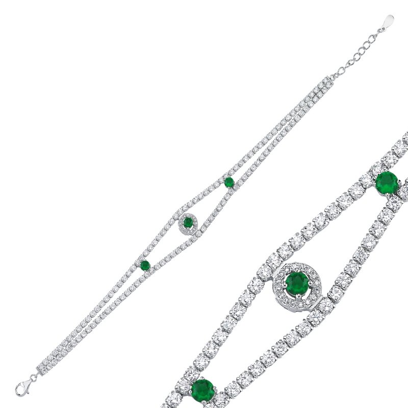 Emerald CZ Tennis Bracelet - B101549