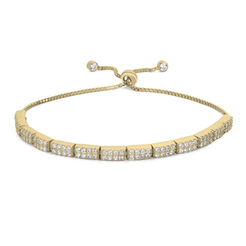 Tennis 2 Lines CZ Adjustable Sliding Bracelet - B101559