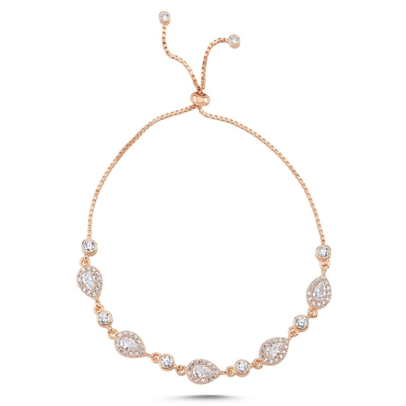 Teardrop CZ Adjustable Sliding Bracelet - B101561