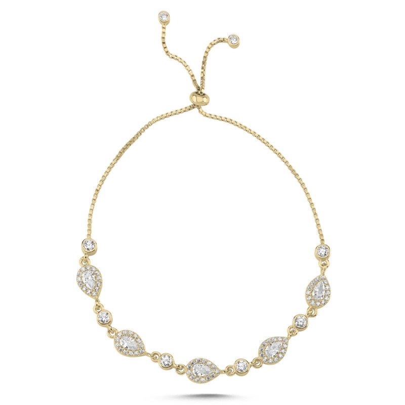 Teardrop CZ Adjustable Sliding Bracelet - B101561