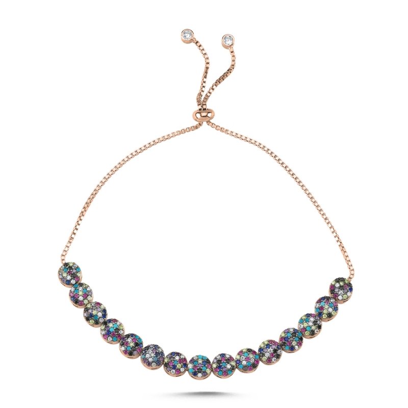 Mix CZ Adjustable Sliding Bracelet - B101562
