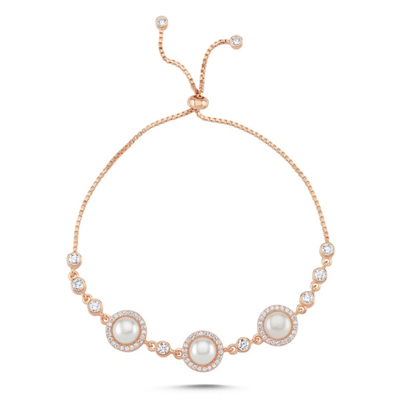 Pearl & CZ Adjustable Sliding Bracelet - B101565