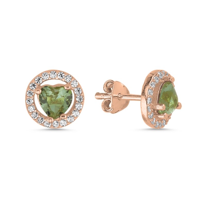 Halo Solitaire Heart Zultanite CZ Stud Earrings - E101584