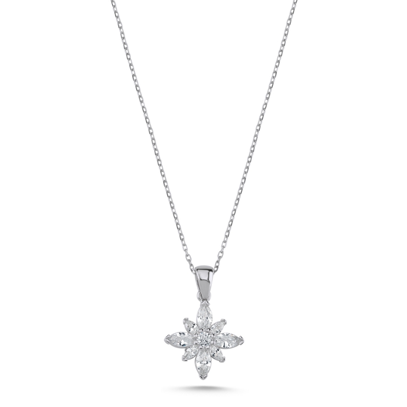 Lotus Çiçeği Mekik Zirkon Taşlı Kolye - N101598