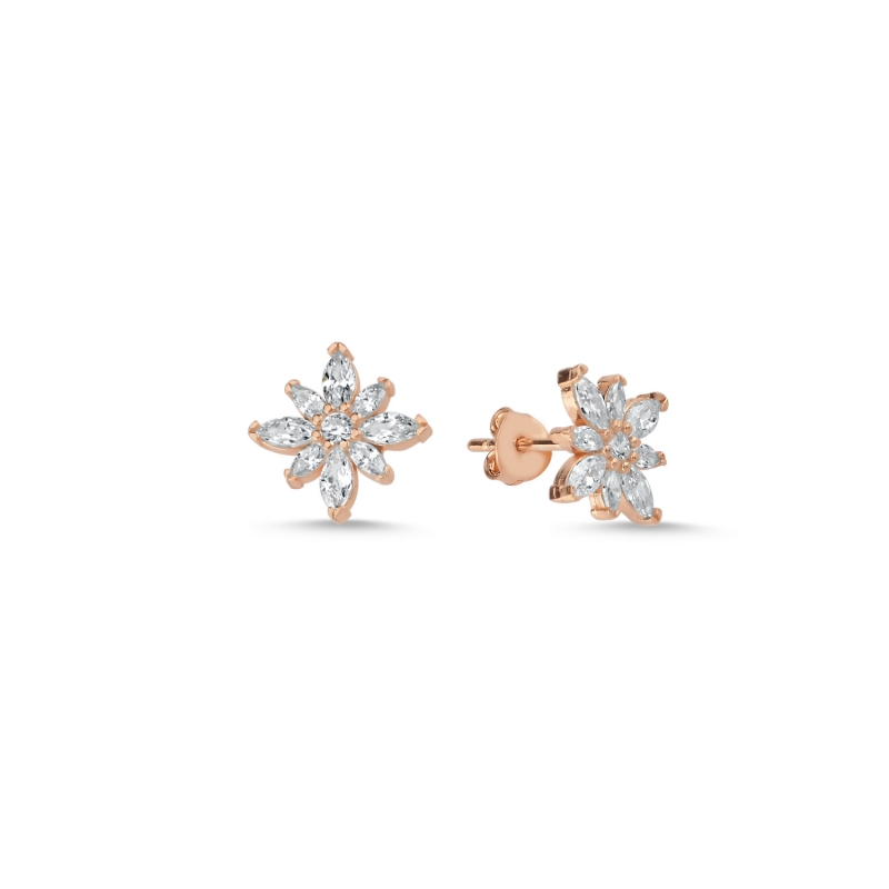 Lotus Flower Marquise CZ Stud Earrings - E101599