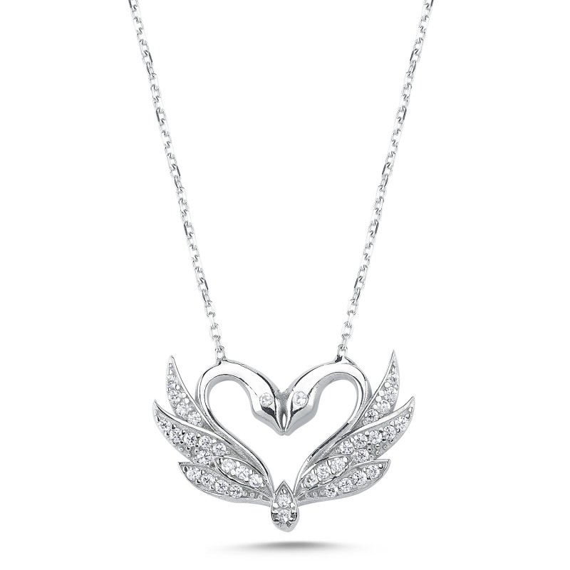 Swan & Heart CZ Necklace - N101637