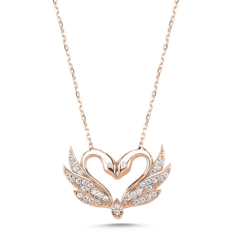 Swan & Heart CZ Necklace - N101637