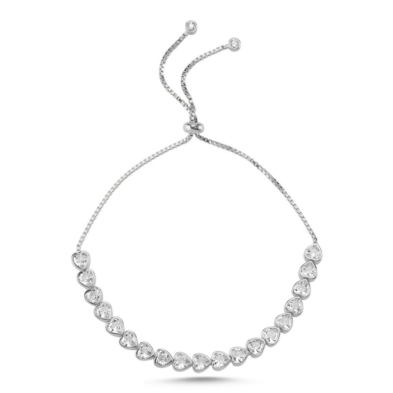 Tennis Heart CZ Adjustable Sliding Bracelet - B101643
