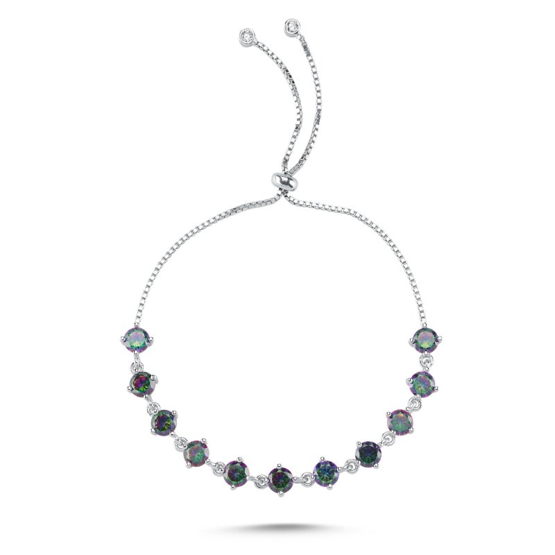 Tennis 5mm Mystic Topaz CZ Adjustable Sliding Bracelet - B101646