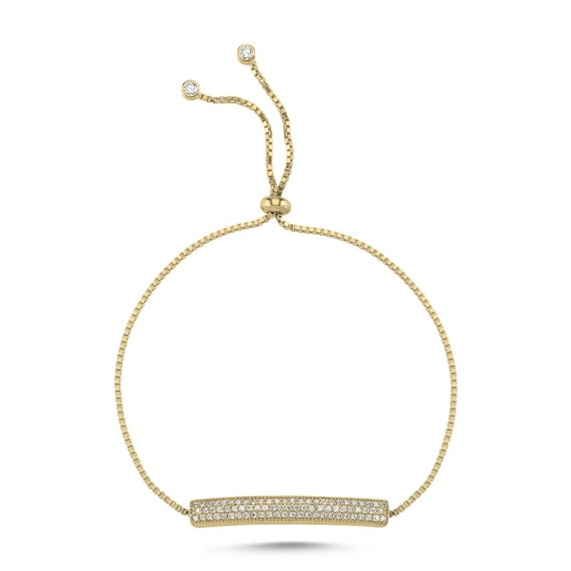 3 Row CZ Plate Adjustable Sliding Bracelet - B101666