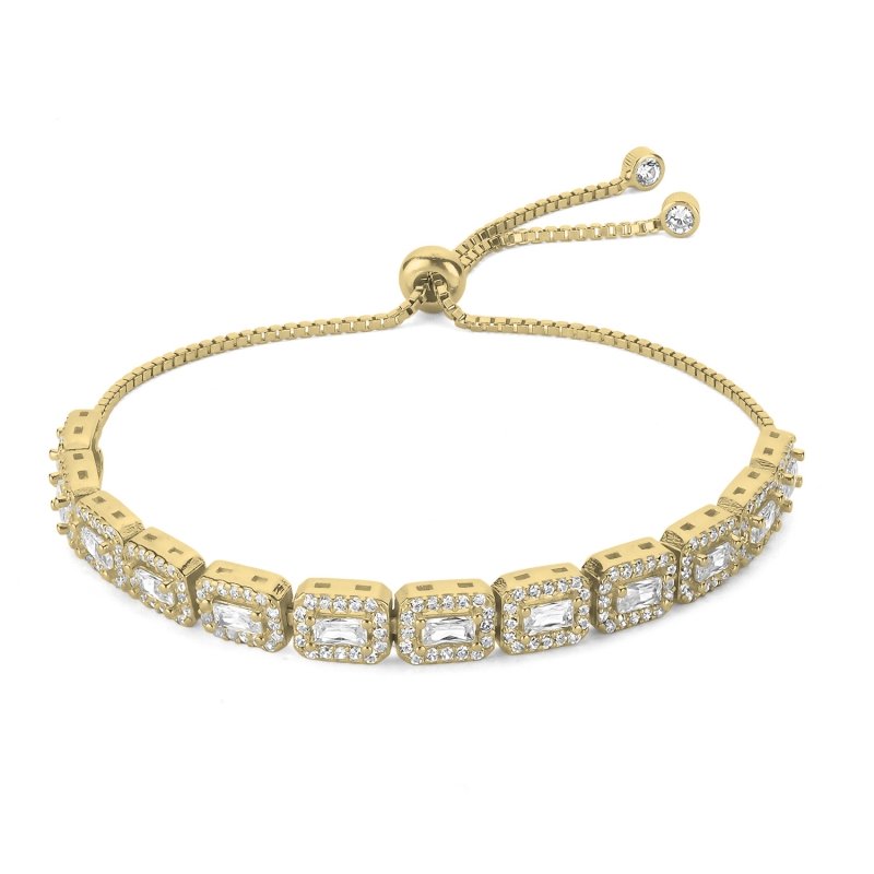 Baguette CZ Adjustable Sliding Bracelet - B101669
