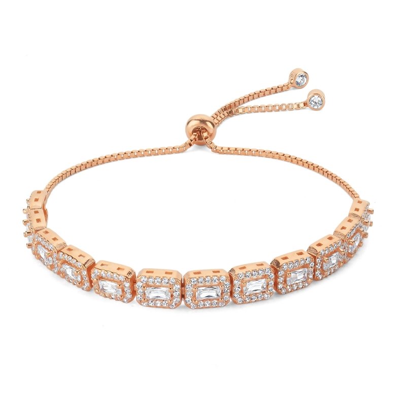 Baguette CZ Adjustable Sliding Bracelet - B101669