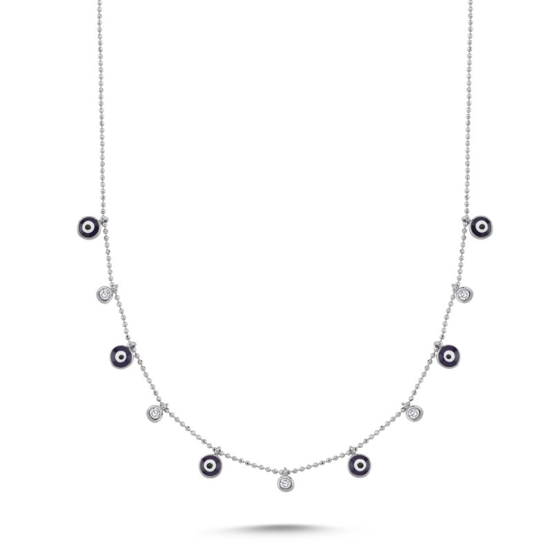 Evil Eye Enamel & CZ Charm Necklace - N101860