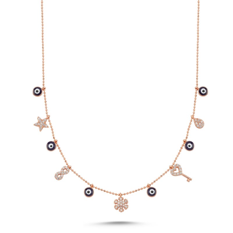 Evil Eye Enamel & CZ Charm Necklace - N101861