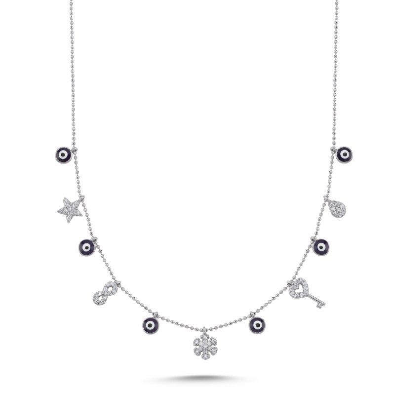 Evil Eye Enamel & CZ Charm Necklace - N101861