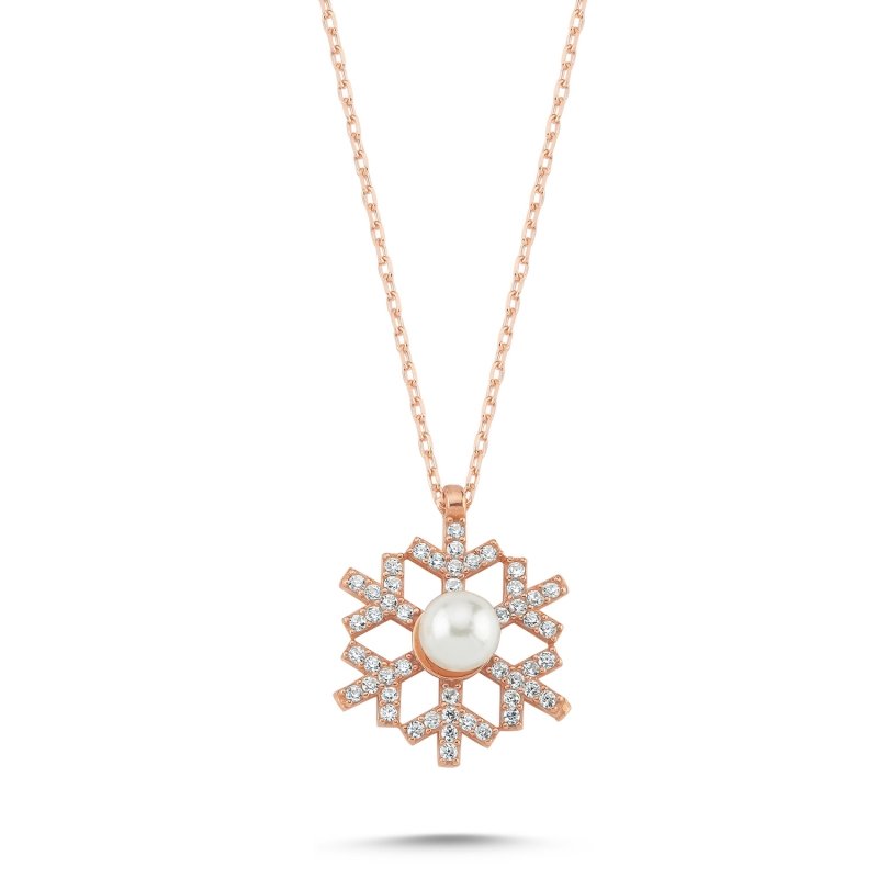 Snowflake & Pearl CZ Necklace - N101864