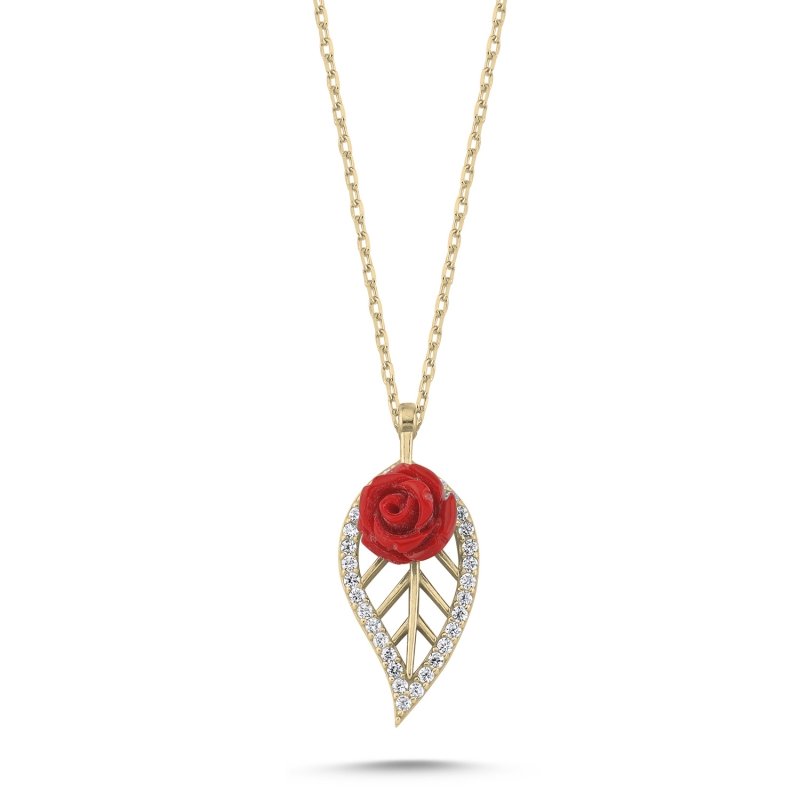 Leaf & Rose CZ Necklace - N101867