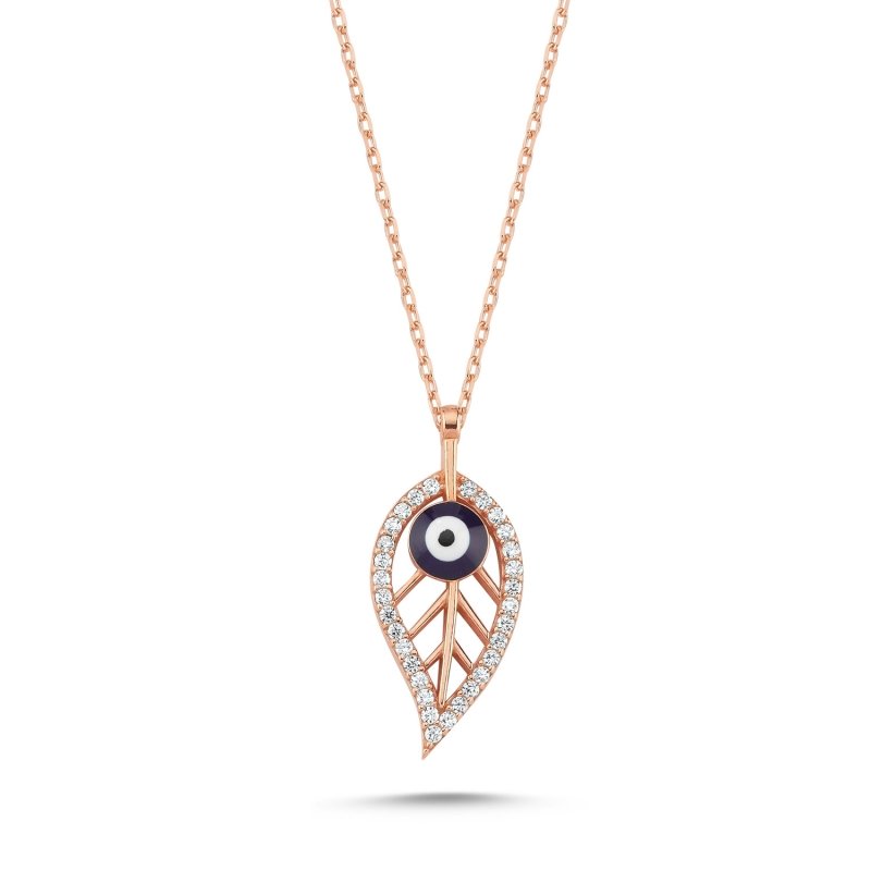 Leaf & Enamel Evil Eye CZ Necklace - N101868