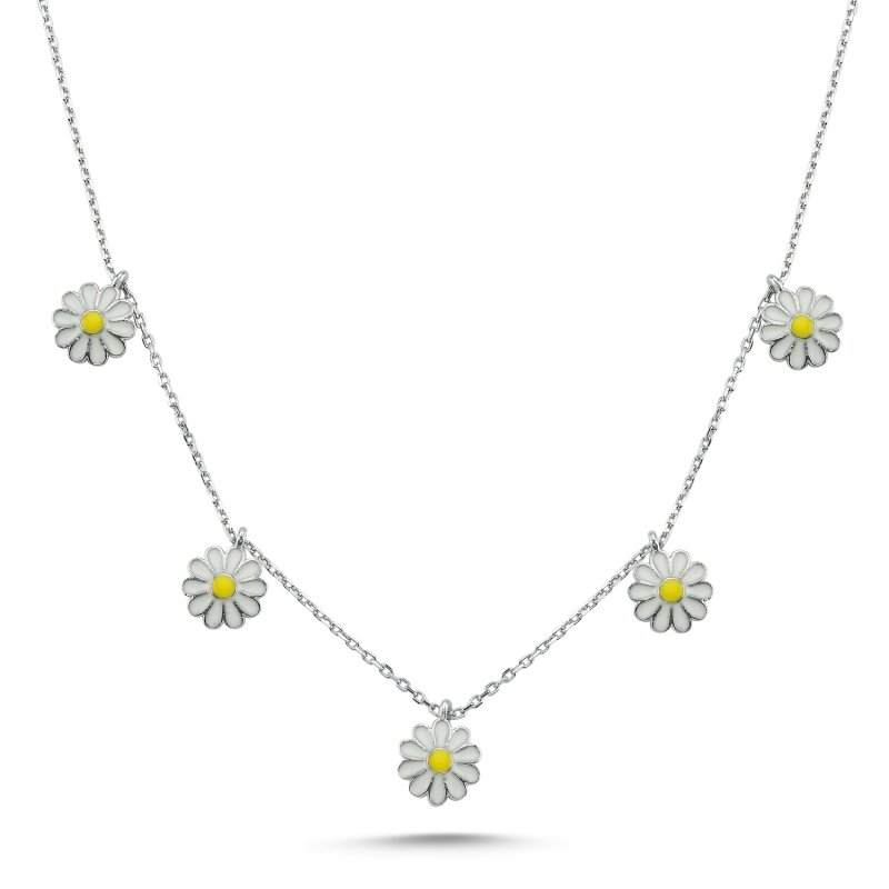 Daisy Enamel Dangle Charm Necklace - N101904