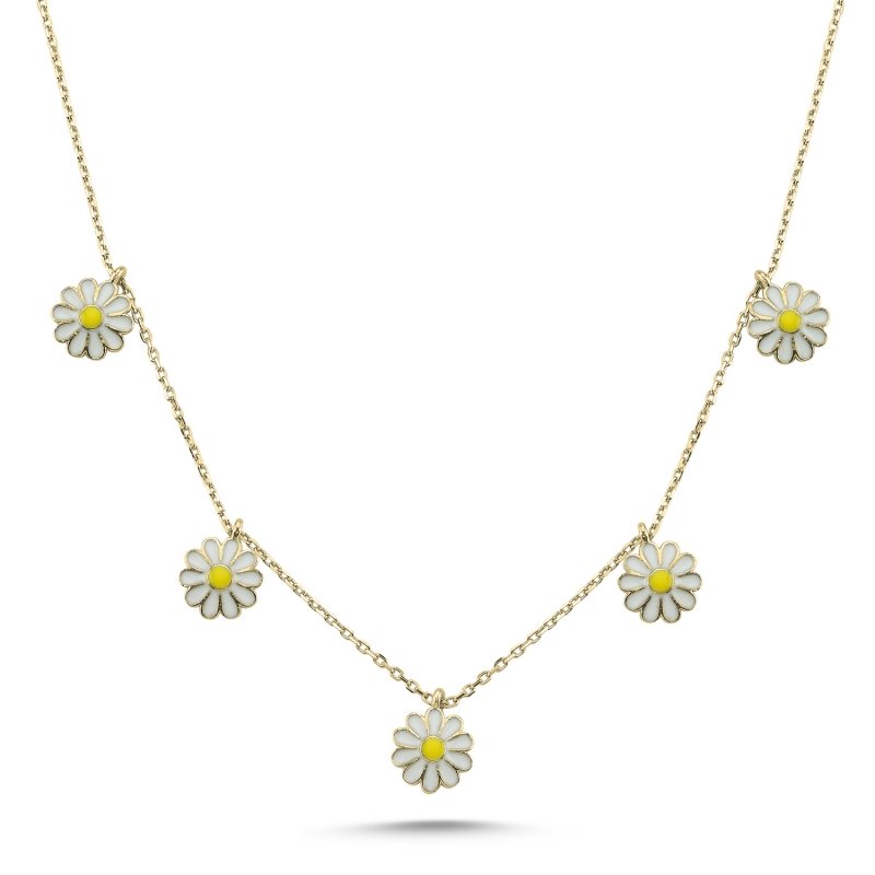 Daisy Enamel Dangle Charm Necklace - N101904