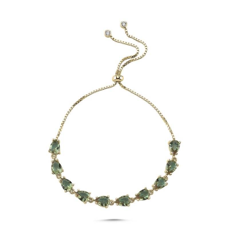 Teardrop Zultanite CZ Tennis Adjustable Sliding Bracelet - B101953