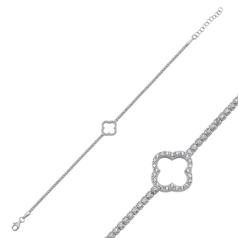 Tennis & Quatrefoil Baguette CZ Bracelet - B101961