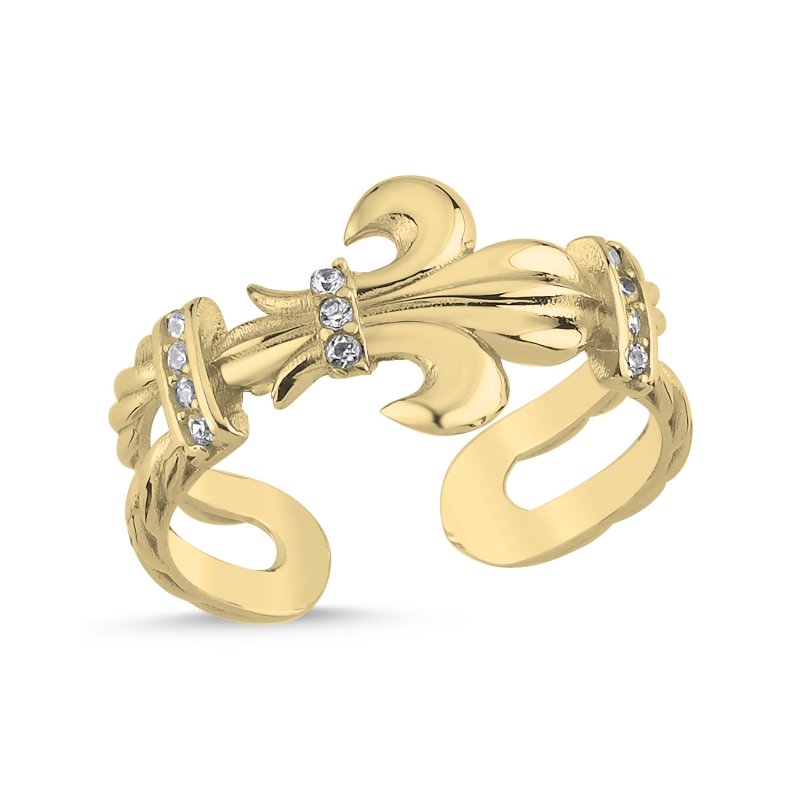 Fleur de Lis CZ Adjustable Size Ring - R101965