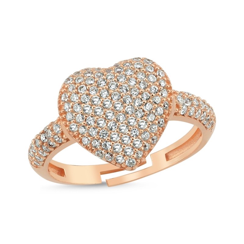 Heart CZ Adjustable Size Ring - R101973