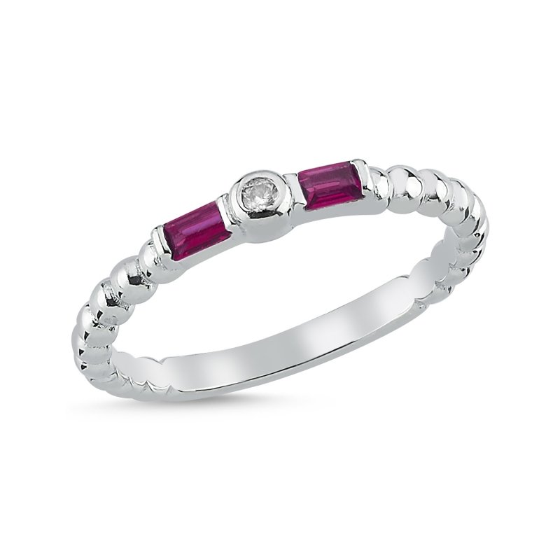 Baguette Ruby CZ Ring - R102023