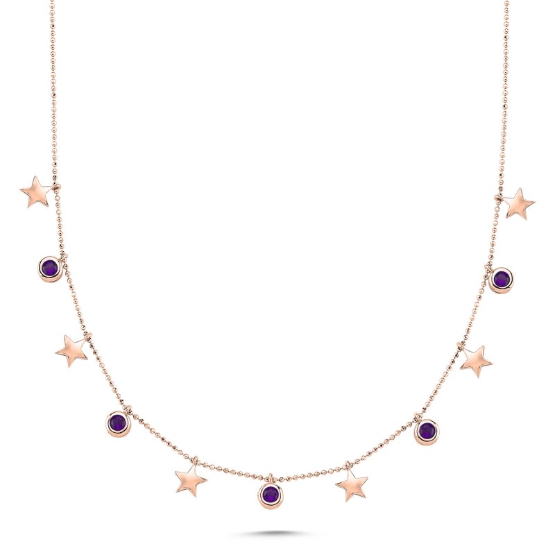 Star & Amethyst CZ Charm Necklace - N102029