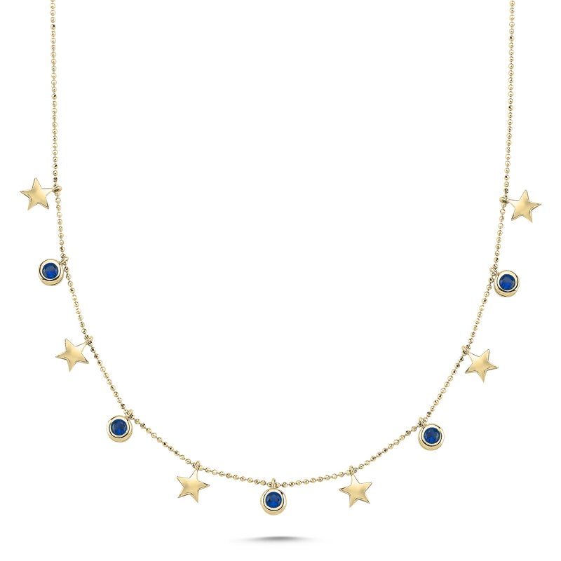 Star & Sapphire CZ Charm Necklace - N102030