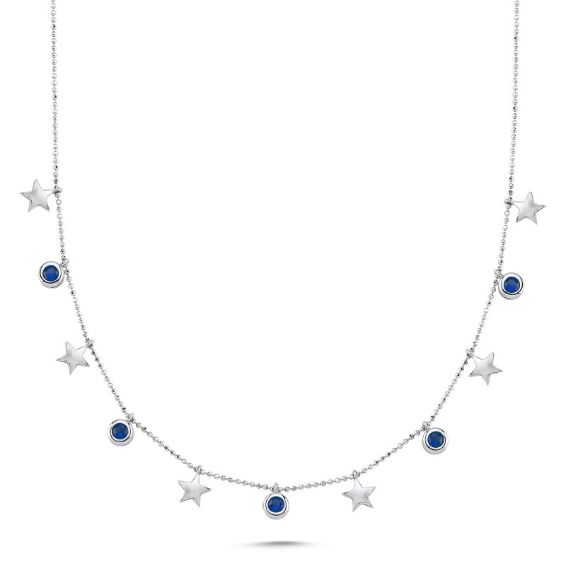 Star & Sapphire CZ Charm Necklace - N102030