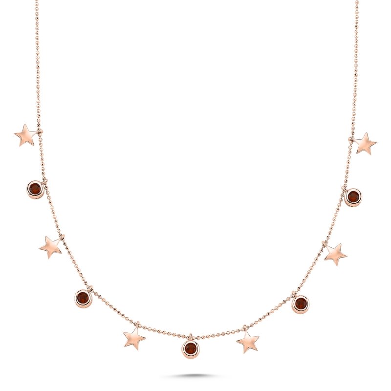 Star & Garnet CZ Charm Necklace - N102031