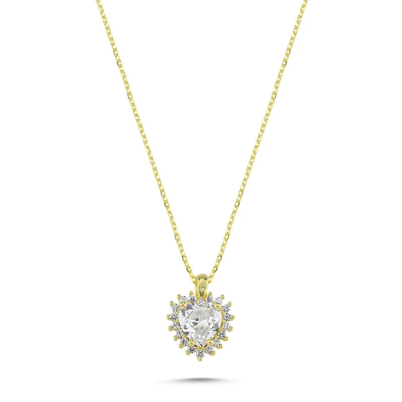 Heart Halo Solitaire CZ Necklace - N102100