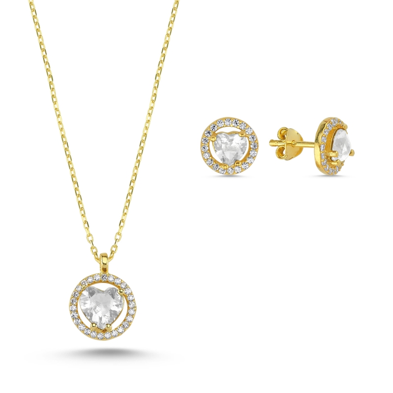 Heart CZ Halo Solitaire Set - S102157