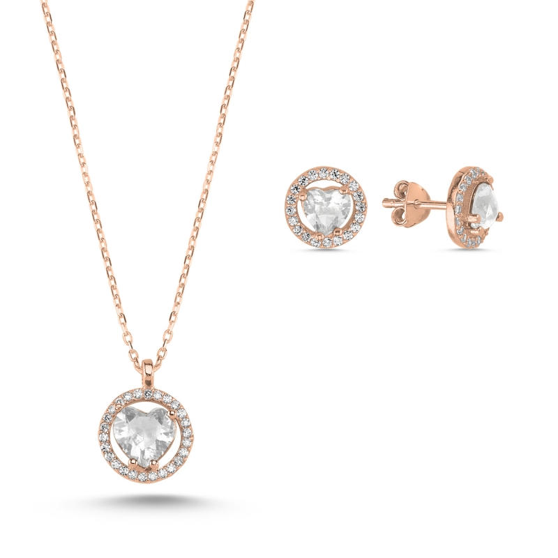Heart CZ Halo Solitaire Set - S102157
