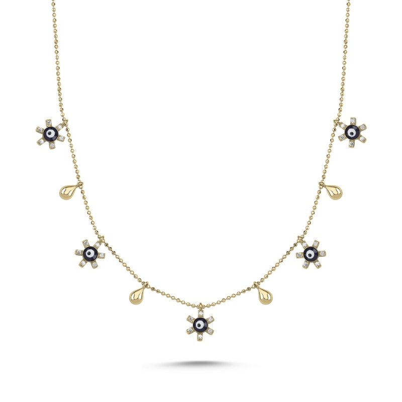 Evil Eye Enamel Star & CZ Charm Necklace - N102160