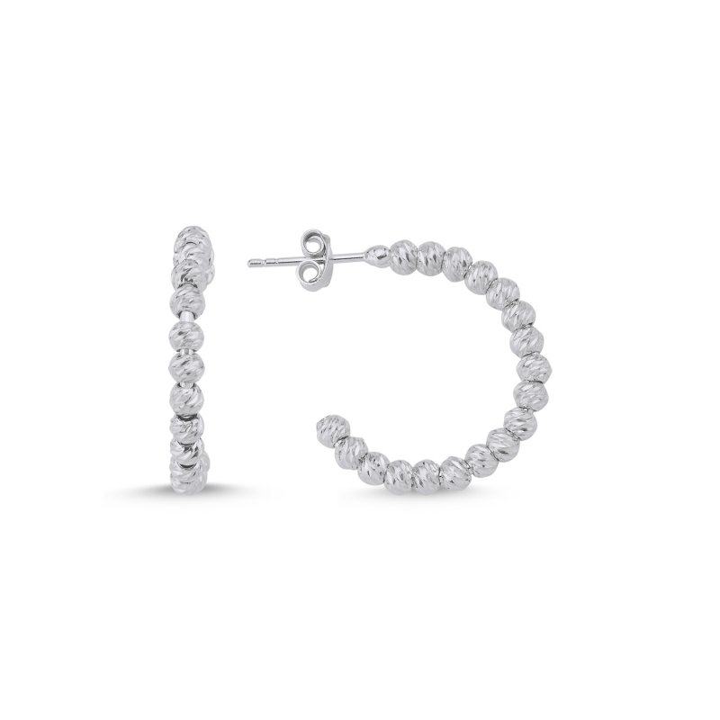 Diamond Cut Ball Hoop Earrings - E102171