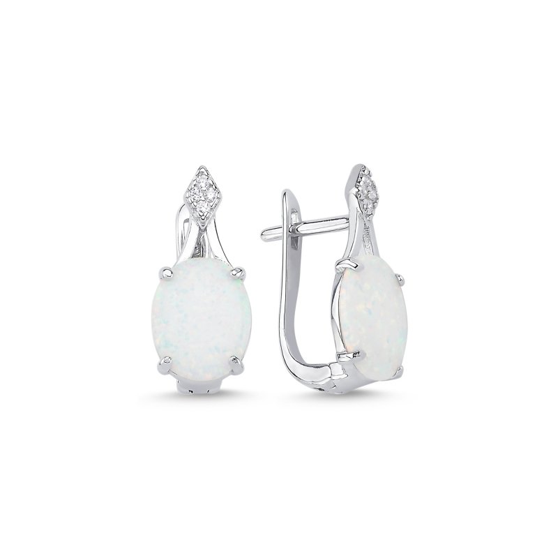 Opal & CZ Latch Back Earrings - E102180