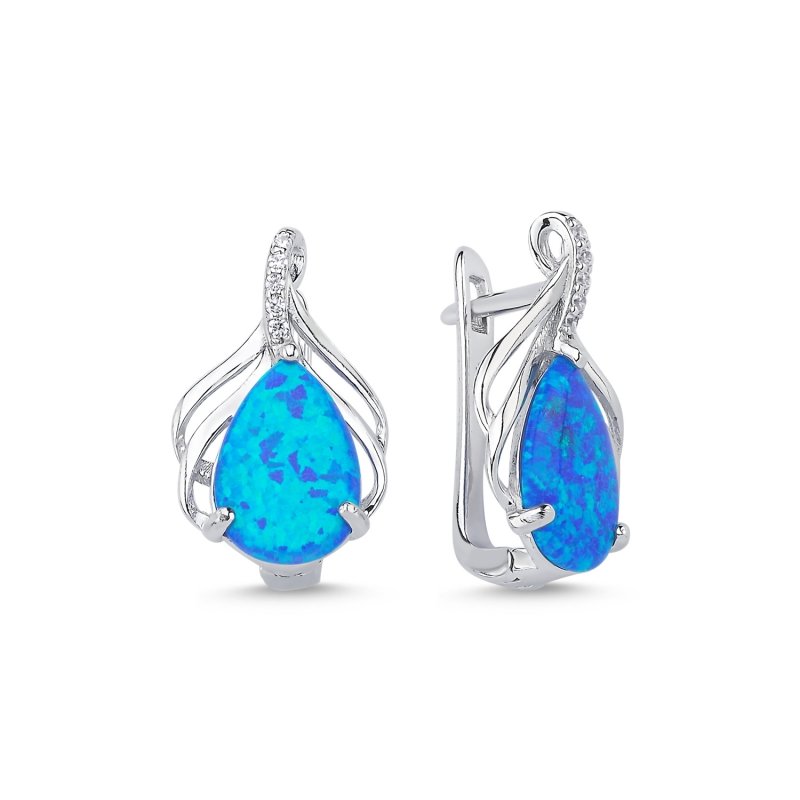 Opal & CZ Latch Back Earrings - E102183