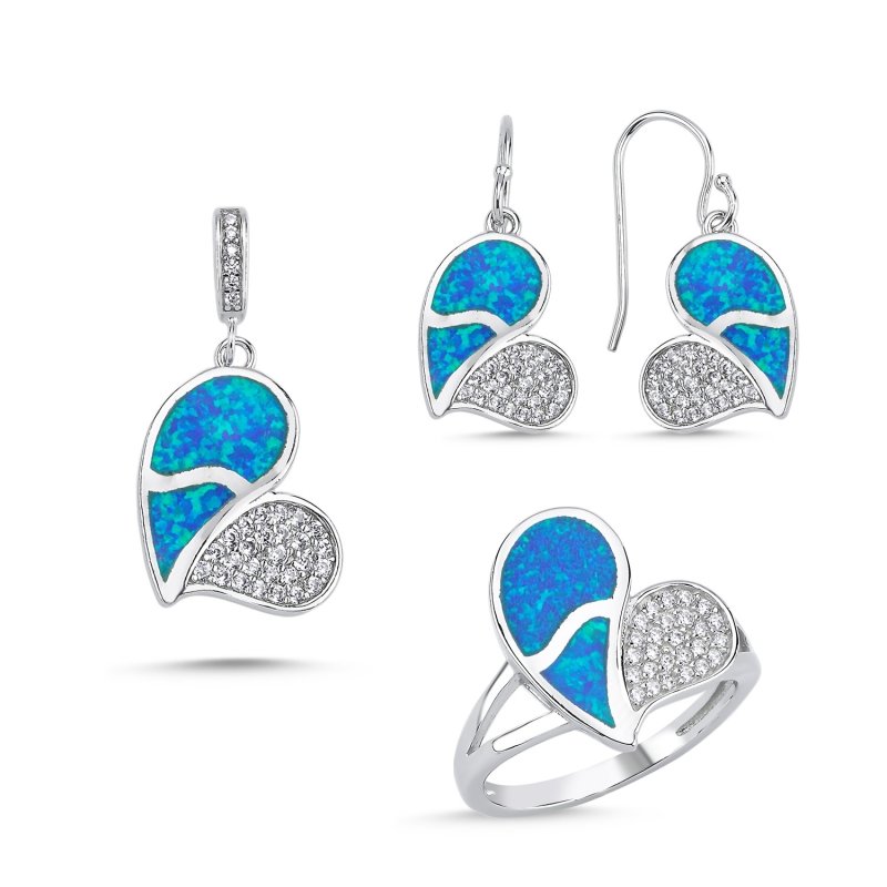 Heart Opal & CZ Set - S102197