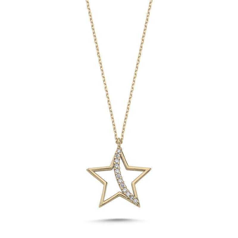 Star & Arabic Alif Letter CZ Necklace - N102220