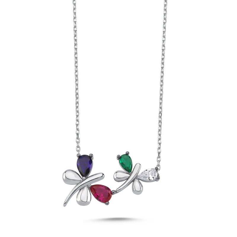 Butterfly Colorful CZ Necklace - N102227