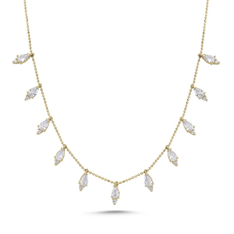 Teardrop CZ Dangle Charm Necklace - N102239