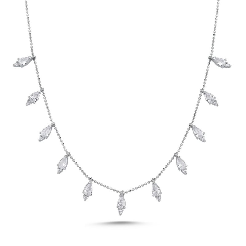 Teardrop CZ Dangle Charm Necklace - N102239