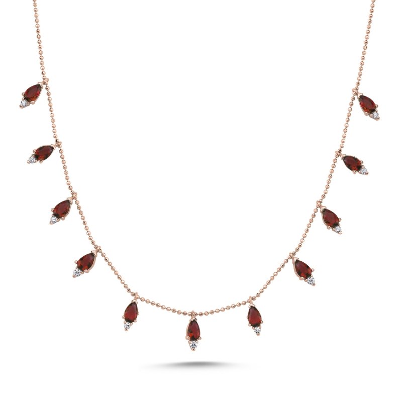 Teardrop Garnet CZ Dangle Charm Necklace - N102247