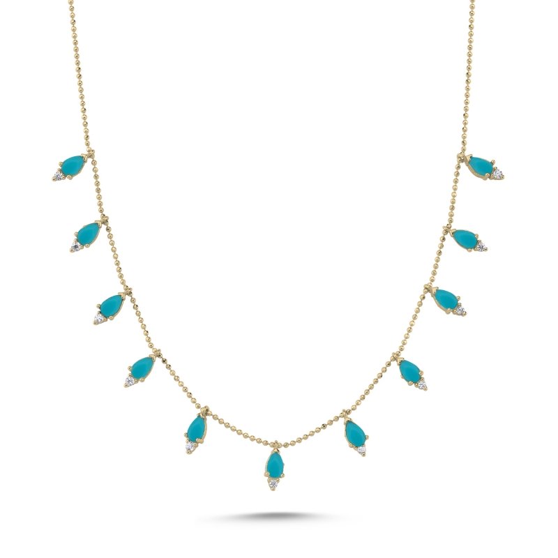 Teardrop Nano Turquoise Dangle Charm Necklace - N102350