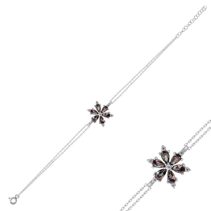 Lotus Çiçeği Mistik Topaz Zirkon Taşlı Bileklik - B102365