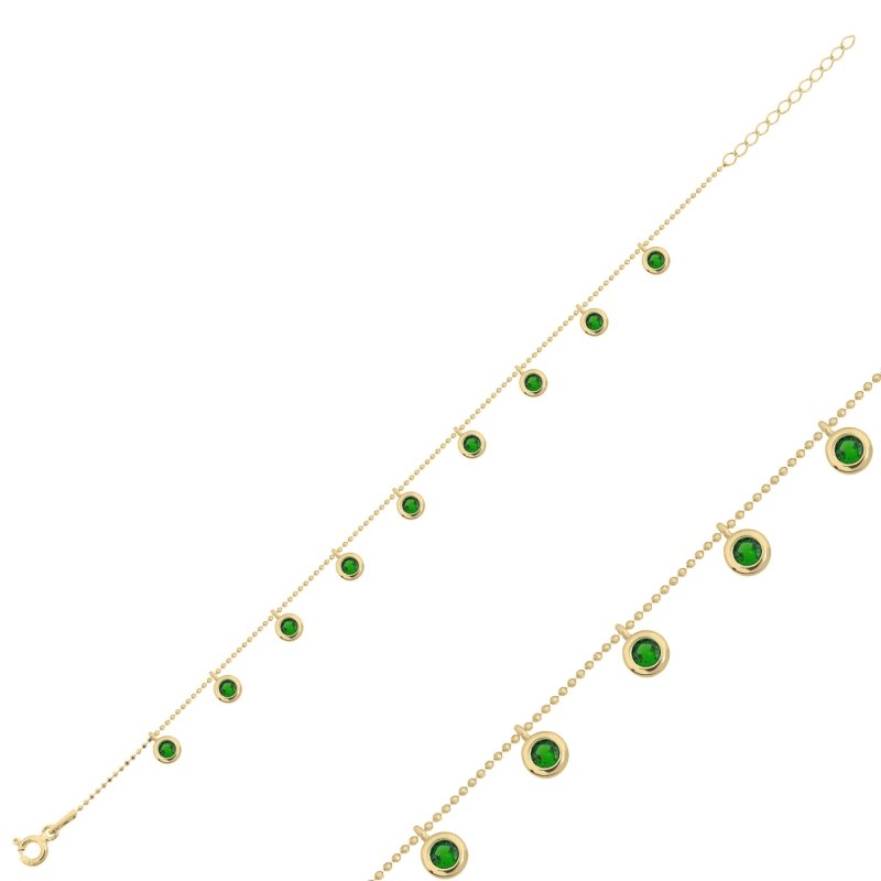 Emerald CZ Dangle Charm Bracelet - B102369